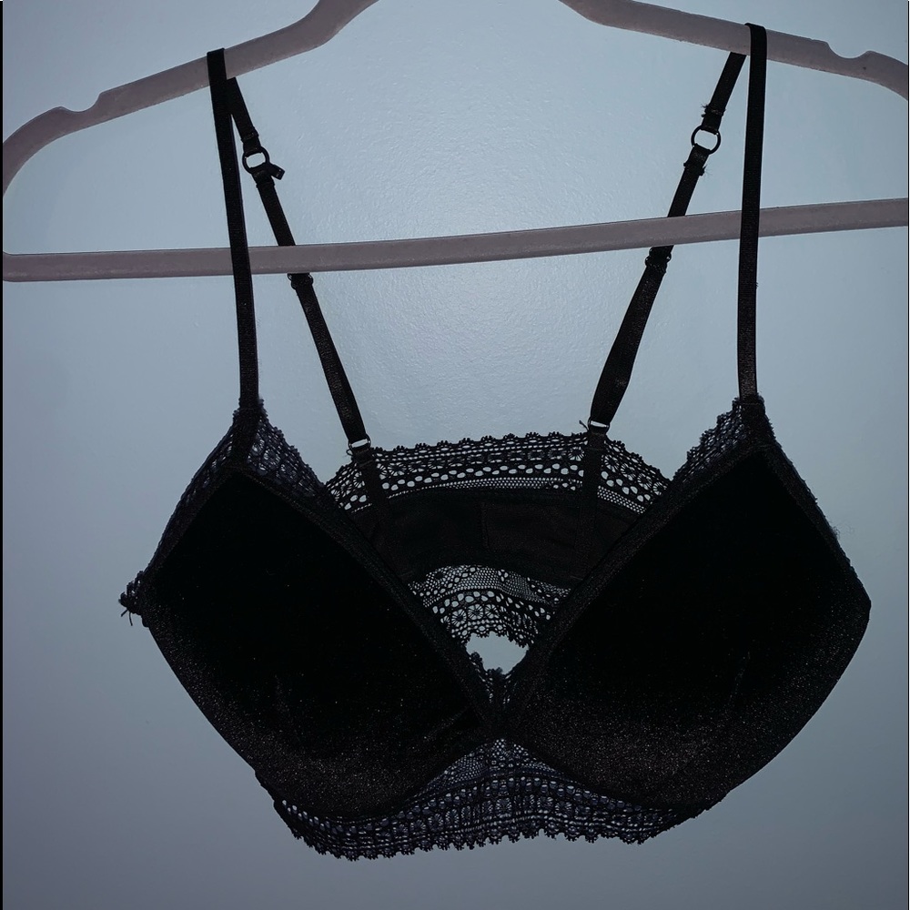 Black Suede and Lace Bra